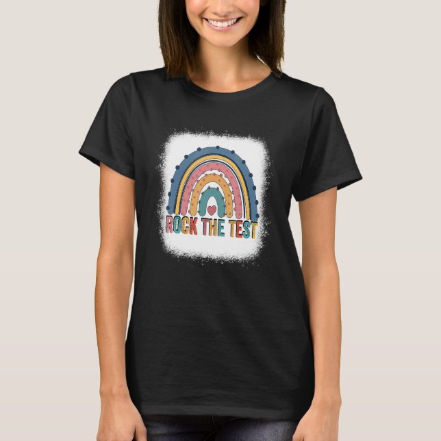 Camiseta Rock The Test Teacher Day Testing Day Rainbow (Frente)
