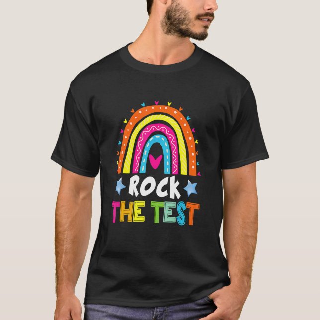 Camiseta Rock The Test Teacher Day Testing Day Rainbow (Frente)