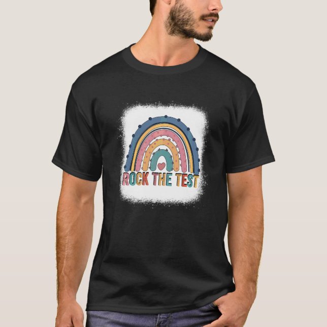 Camiseta Rock The Test Teacher Day Testing Day Rainbow (Frente)