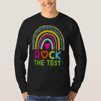 Camiseta Rock The Test Teacher Testing Day Leopard Rainbow