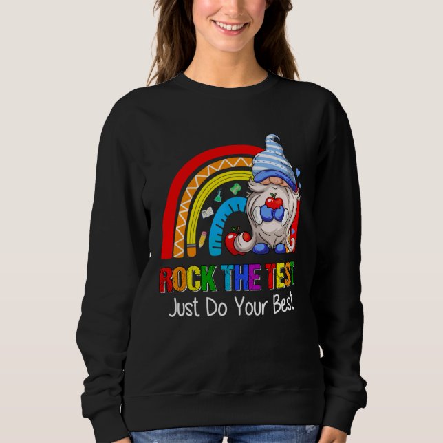 Camiseta Rock The Test  Teacher Testing Day Rainbow Gnomes (Frente)