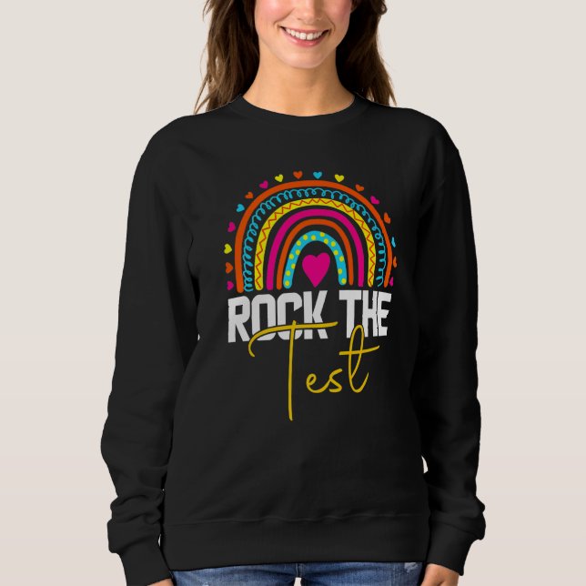 Camiseta rock the test test day teacher testing day rainbow (Frente)
