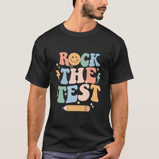 Camiseta Rock the Testing Day Motivational Teacher Stu (Frente)