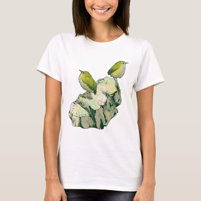 Camiseta Rock Wren Pássaros Nova Zelândia (Frente)