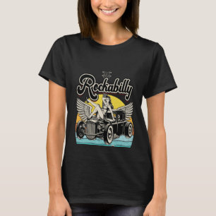 Camiseta Rockabilly de Impressão Traseira Nunca Morre Rocka