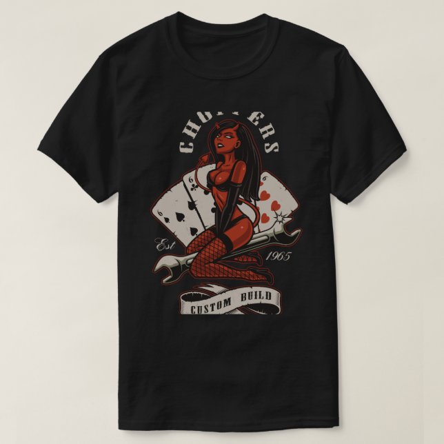 Camiseta Rockabilly Pinup Devil Girl (Frente do Design)