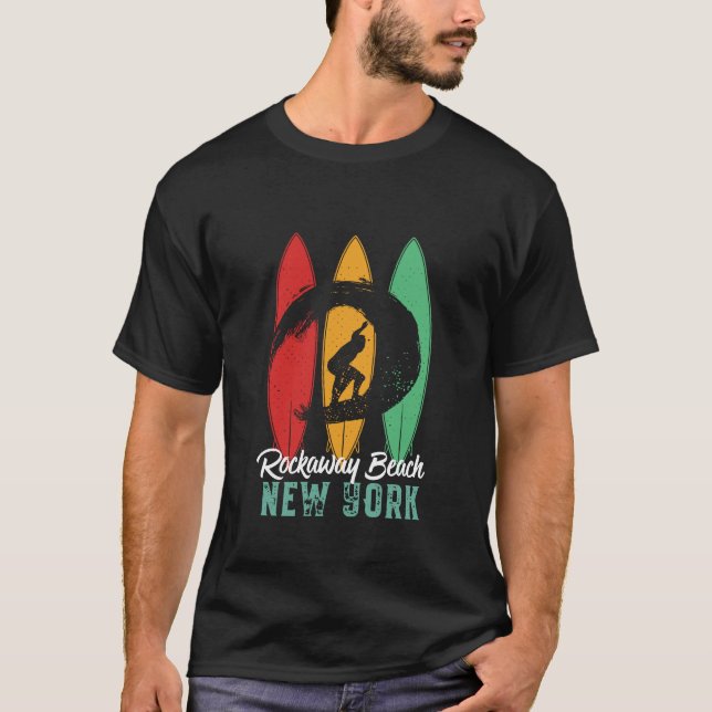 Camiseta Rockaway Beach New York - Retro Surfing (Frente)