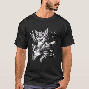 Camiseta Rocke Para Sempre Violão Gato Divertido Vintage Mú