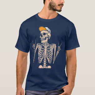 Camiseta Rocker Caveira Boné Legal Halloween Punk Rock Mão 