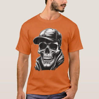 Camiseta Rocker Caveira Boné Skater Frio Halloween Punk Roc