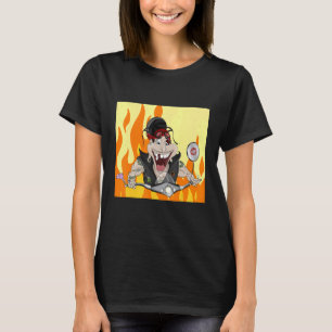 Camiseta Rocker com fogo e chamas Burnout