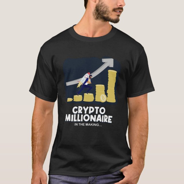 Camiseta Rocket Bitmoney Para A Lua Crypto Millionaire (Frente)