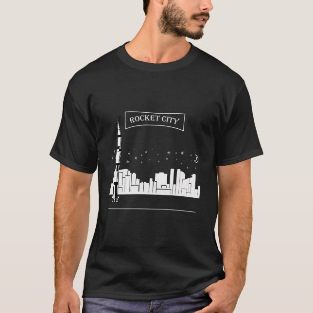 Camiseta Rocket City Shirt Alabama Huntsville Space Moon Ae (Frente)