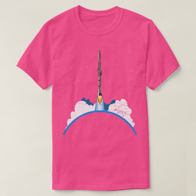 Camiseta Rocket Clarinet de Música para Presentes Científic (Frente do Design)