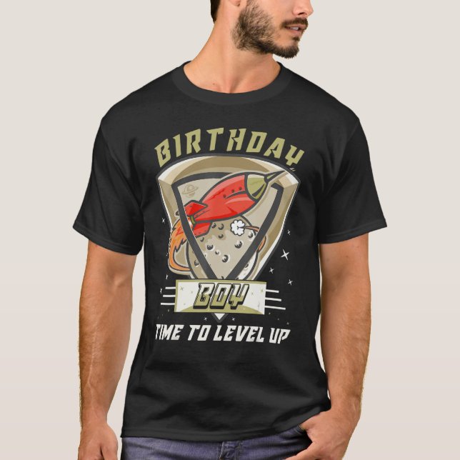 Camiseta Rocket Galaxy Outer Space Birthday Boy Time to lev (Frente)