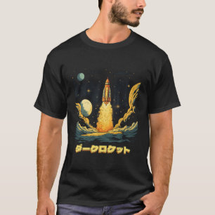 Camiseta Rocket Retro Dark Spaceship Steampunk Japonês Kat