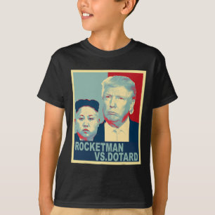 Camiseta Rocketman Vs O Caduco Kim Jong Un Trump Engraçado
