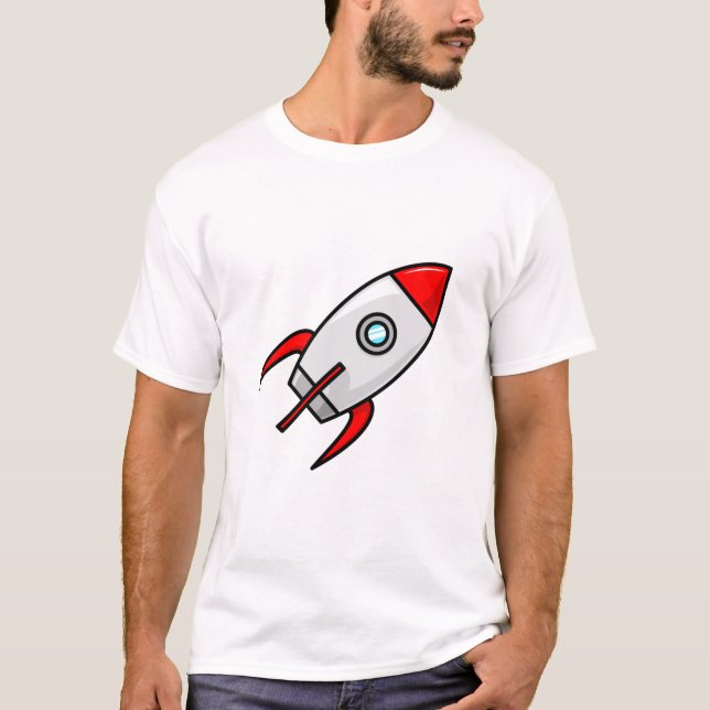 Camiseta Rocketship clássico de desenho animado (Frente)