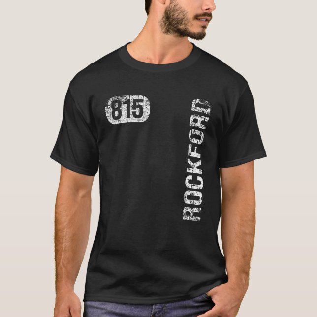 Camiseta Rockford Illinois 815 Area Code Retro (Frente)