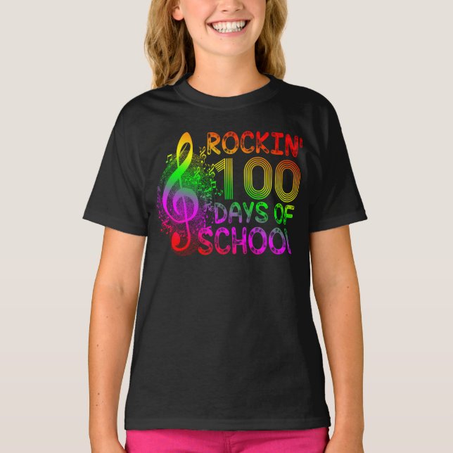 Camiseta rockin 100 dias de escola (Frente)