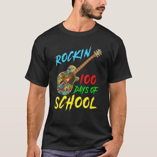 Camiseta Rockin 100 Dias De Professora De Engrenagens Escol (Frente)