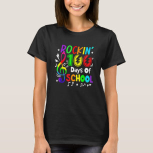 Camiseta Rockin 100 Dias De Professora De Música Escolar 10