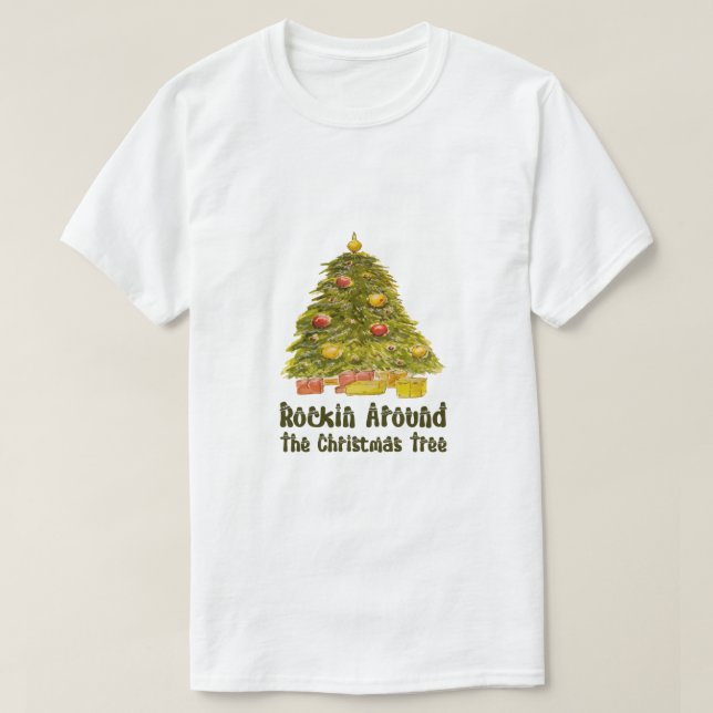 Camiseta "Rockin' Around The Christmas Tree" Festive Holida (Frente do Design)