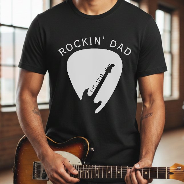 Camiseta Rockin' Dad Guitar Pick Guitarist Father's Day (Criador carregado)