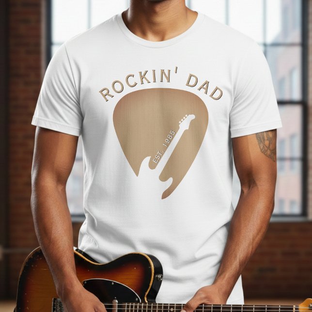 Camiseta Rockin' Dad Guitar Pick Guitarist Father's Day (Criador carregado)