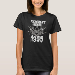 Camiseta Rockin Desde 1955 Grunge Skull Rock Hands Aniversá
