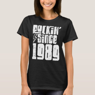 Camiseta Rockin Desde 1989 Aniversário Clássico Vintage 198