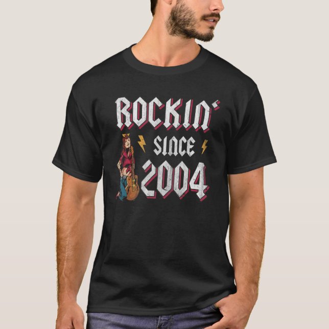 Camiseta Rockin Desde 2004 Rock Music 18º aniversário (Frente)