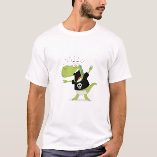 Camiseta Rockin’ Dino – Engraçado T-Rex Cartoon de Heavy Me
