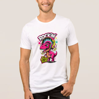 Camiseta Rockin 'Dino T-Rex - Amante da Música de Dinossaur