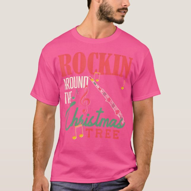 Camiseta Rockin Em Torno Da Árvore De Natal (Frente)