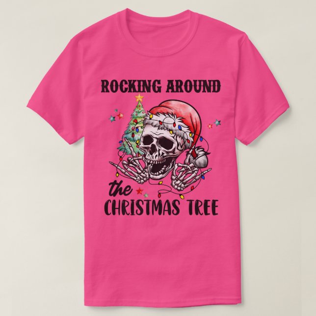 Camiseta Rockin em torno da árvore de Natal 5 (Frente do Design)