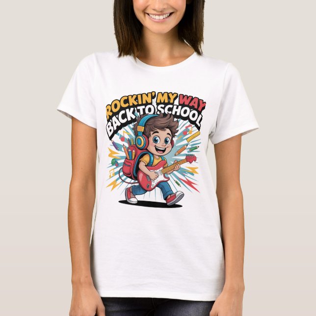 Camiseta Rockin' My Way Back to School Kid (Frente)