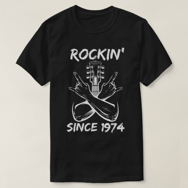 Camiseta Rockin' Since 1974 Rock 48th Birthday Guitar 48 Ye (Frente do Design)