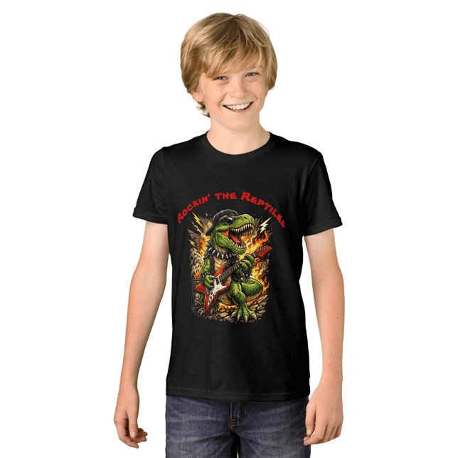 Camiseta Rockin’ T-Rex Dinosaur with Guitar (Criador carregado)