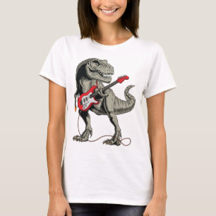 Camiseta Rockin' T-Rex: Dinossauro Tocando Guitarra Elétric