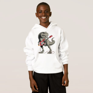 Camiseta Rockin' T-Rex: Dinossauro Tocando Guitarra Elétric