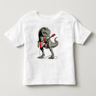 Camiseta Rockin' T-Rex: Dinossauro Tocando Guitarra Elétric