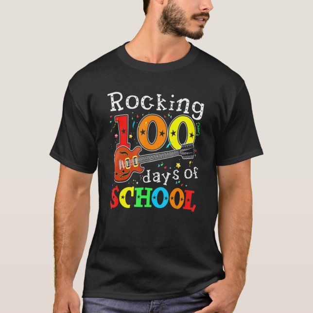 Camiseta Rocking 100 Days Of School Happy 100th Day Of Scho (Frente)
