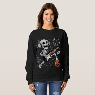 Camiseta Rocking Skeleton Halloween Guitar Music Lover Tee