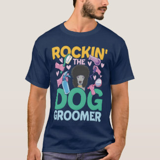 Camiseta Rockinhe Dog Groomer para uma vintagem de cabeleir