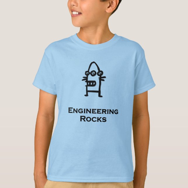 Camiseta Rocks de Engenharia de Três Olhos Bot (Frente)