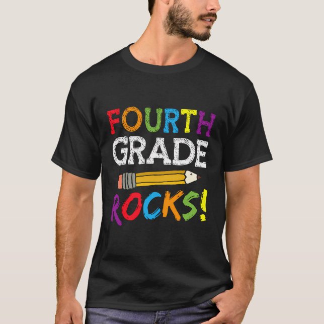 Camiseta Rocks Do Quarto Grau Engraçado De Volta À 4ª Série (Frente)