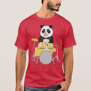 Camiseta Rockstar Panda Safari Zoo Animal Drummer Drums Pla