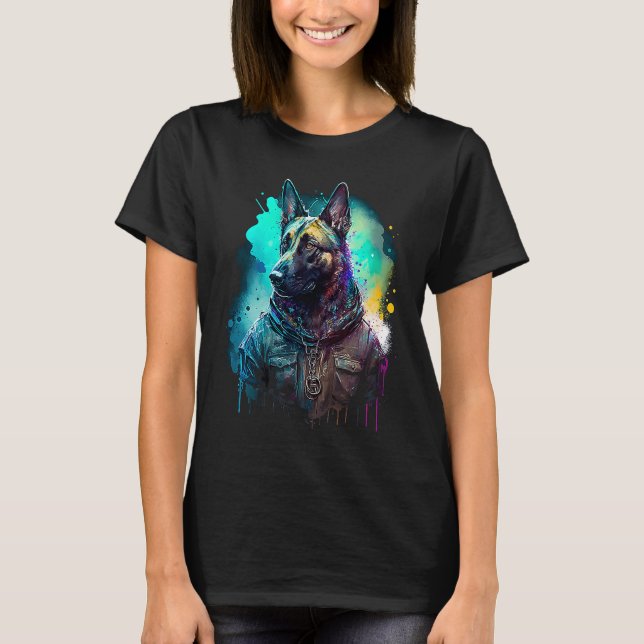 Camiseta Rockstar portrait Belgian Malinois (Frente)