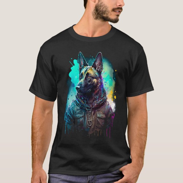 Camiseta Rockstar portrait Belgian Malinois (Frente)